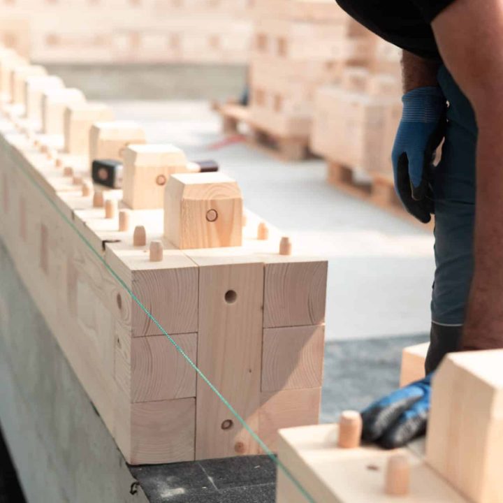 Bauen mit Holz in Frankfurt: Dort wurde ein Einfamilienhaus als unser Pilotprojekt mithilfe der TRIQBRIQ Holzbausysteme als Holzbau ohne Leim realisiert.