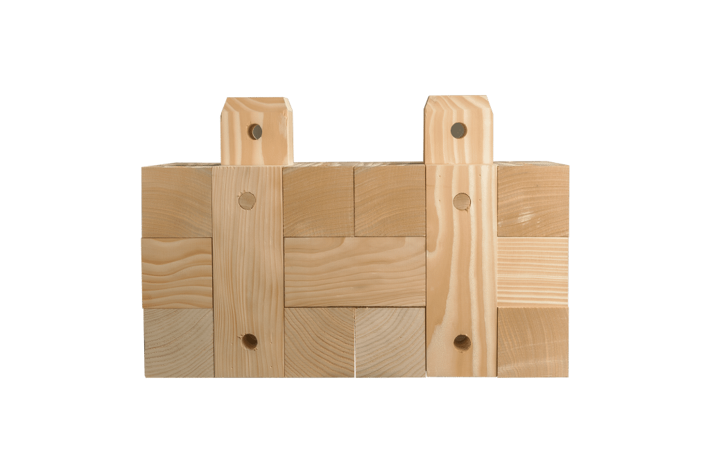 Frontalansicht von Holzbausystem BRIQ 50-16