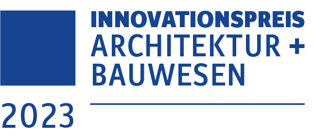 Logo nachhaltigen Innovationspreis Architektur + Bauwesen 2023